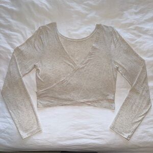 Aerie Lightweight Crossover Long-Sleeve Cropped Top